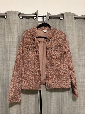Style & Co. Rust Brown Leopard-Print Jean Jacket